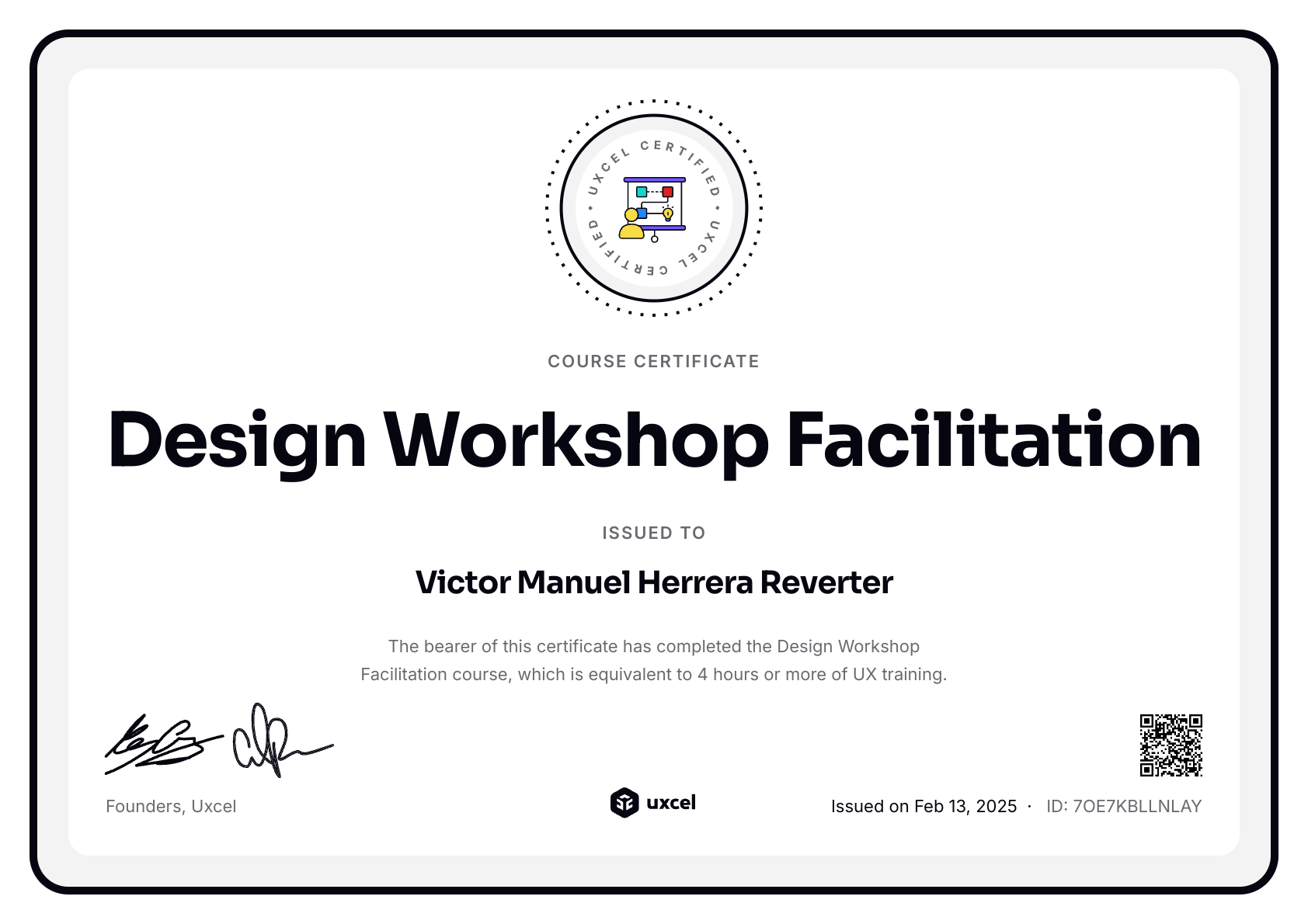 Victor Manuel Herrera Reverter's certificate
